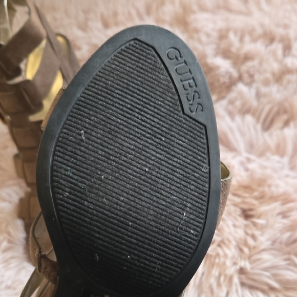 Guess Elegant Tan Brown Summer Strappy Heels Shoes - Picture 10 of 11